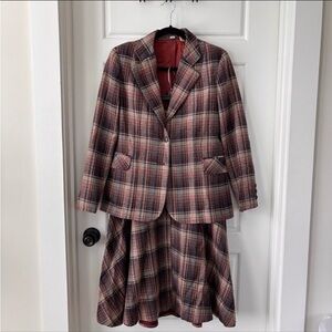 Vintage Plaid Blazer and Skirt Set